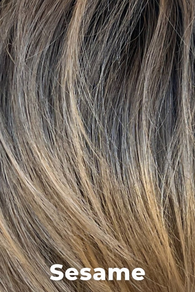 Mane Attraction - Sequel (#418) wig Mane Attraction Sesame Average.  Blend of Blondish Brown with a rooted crown.
