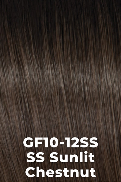 Gabor Wigs - All The Rage - SS Sunlit Chestnut (GF10-12SS). Rich Brown with Caramel Highlighting and a dark root.