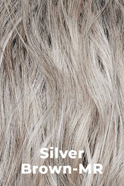 Color Silver Brown-MR for Alexander Couture High Heat Mid Wavy Topper (#1037).  Soft white and medium brown mix.