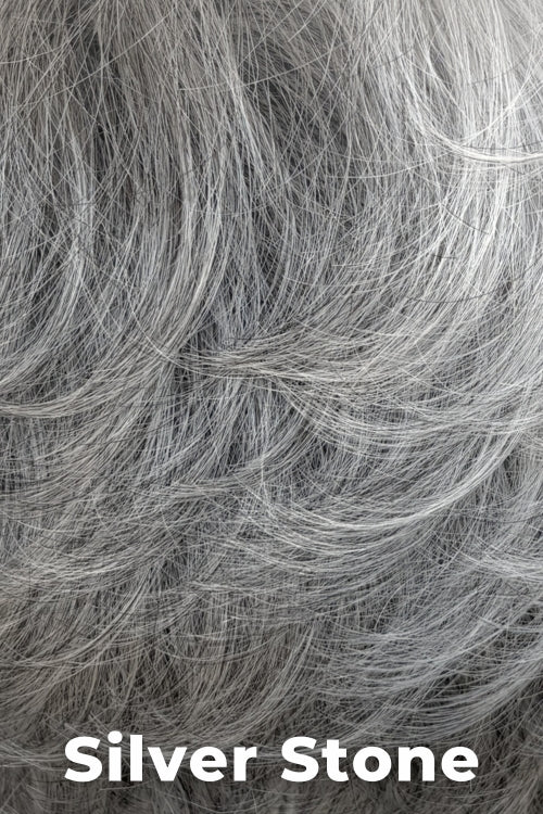 Color Silver Stone for Amore wig Sybil (#2583). Silver white and dark brown base with salt and pepper ends