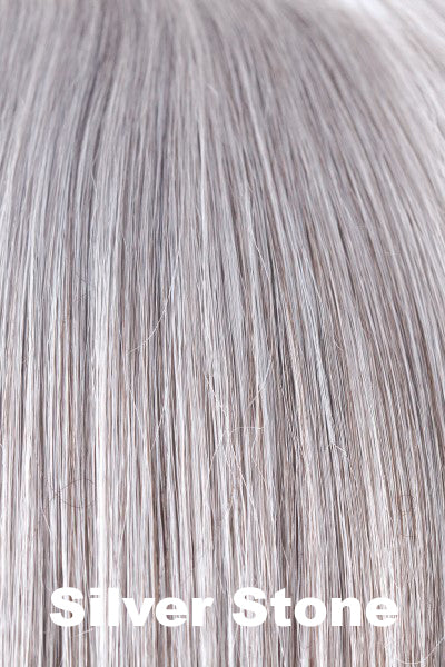 Color Silver Stone for Noriko wig Kade #1723. Silver white and dark brown base with salt and pepper ends