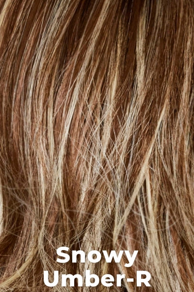 Color Snowy Umber-R for Noriko wig Rin (#1730). Medium ginger brown base with white blond highlights.