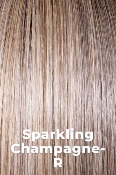 Belle Tress Wigs - Gabrielle (LSE-4014) - Sparkling Champagne-R. A soft, medium ash brown or dark blonde root blending into a shimmering champagne blonde with pale golden hues and subtle ivory and platinum undertones.