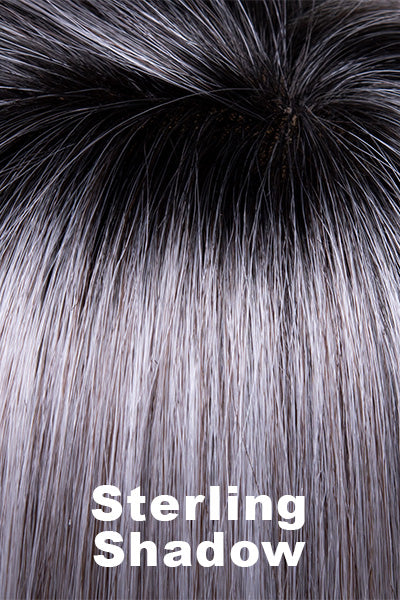Envy Wigs - Lisa - Human Hair Blend - Sterling Shadow. A chic medium salt-and-pepper grey with darker brown roots.