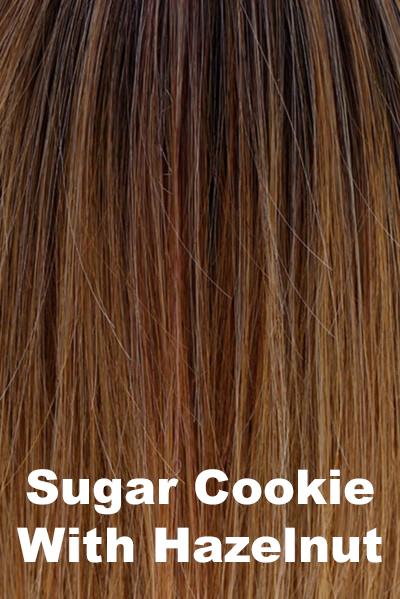 Belle Tress Toppers - Ultimate Handtied Lace Front Topper 12" - Sugar Cookie with Hazelnut. Rich dark chocolate root with a blend of golden blonde, honey blonde, natural medium blonde, and pure blonde highlights (Rooted Color).