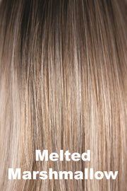 Color Melted Marshmallow for Alexander Couture High Heat Mid Straight Topper (#1036).  Rich dark blonde root blending into a warm toffee base with golden and ash blonde highlights and coconut ash blonde tips.