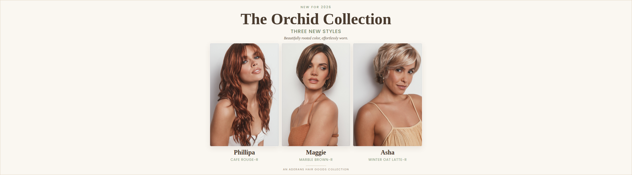 Shop three new wigs from the Orchid Collection.