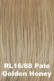 Color Pale Golden Honey (RL16/88) for Raquel Welch wig Stay the Night.  Medium warm golden base with pale honey blonde blended highlights.