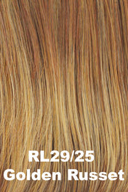 Color Golden Russet (RL29/25) for Raquel Welch wig Flying Solo.  Ginger blonde base with copper, strawberry blonde, and golden blonde highlights.