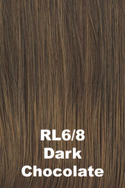 Color Dark Chocolate (RL6/8) for Raquel Welch wig Made You Look.  Medium chocolate brown blended with warm medium brown.