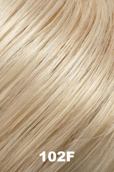 Color 102F (White Chocolate Macaron) for Jon Renau wig Natalie (#5374). Pale creamy platinum blonde base blended with pale golden blonde.