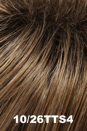 Color 10/26TTS4 (Shaded Fortune) for Jon Renau wig Bree Petite (#5148). Medium light brown base with warm golden blonde, honey blonde highlights, and a dark brown root.