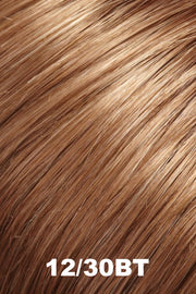 Color 12/30BT (Rootbeer Float) for Jon Renau top piece Top Style 18" (#5989). Dark blonde, medium red and golden blonde natural blend with a lighter tips.