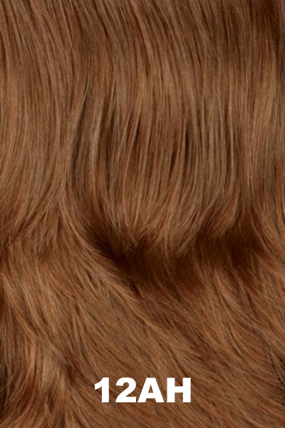 Color Swatch 12AH for Henry Margu Hat with Wig Shorty Hair with Black Hat (#8225). Warm brown with light reddish brown highlights.