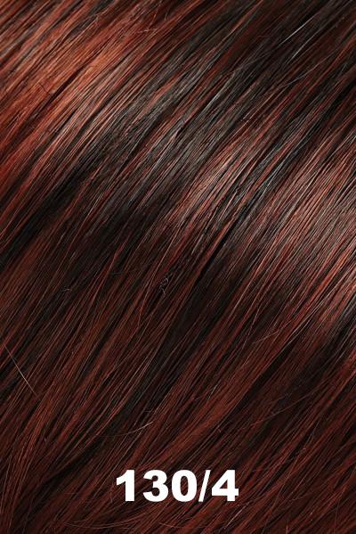 Color 130/4 (Paprika) for Jon Renau wig Natalie Petite (#5149). Darkest brown with a deep burdgundy red and auburn red with medium red tips.