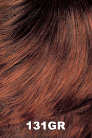 Color Swatch 131GR for Henry Margu Wig Felicia (#2452). Bright red with reddish brown highlights and a dark brown root.