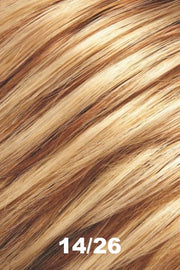 Color 14/26 (New York Cheesecake) for Jon Renau wig Kim Human Hair (#758). Ash blonde, medium red, and golden blonde blend.