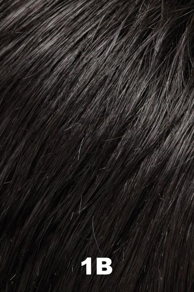 Color 1B (Hot Fudge) for Jon Renau wig Gwyneth Human Hair (#732). Soft darkest black.