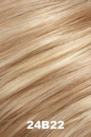 Color 24B22 (Creme Brulee) for Jon Renau wig Mariska (#5711). Light blonde with a golden undertone and cool ash blonde blend.