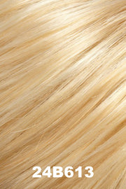 Color 24B613 (Butter Popcorn) for Jon Renau top piece Pull Thru (#205). Pale golden blonde, creamy blonde and honey blonde blend.