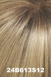 Color 24B613S12 (Shaded Butter Popcorn) for Jon Renau top piece EasiPart HD 8 (#365). Medium natural ash blonde and pale natural gold blonde blend tipped. Shaded with light gold brown.