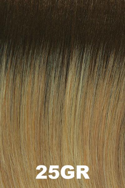 Color Swatch 25GR for Henry Margu Wig Willow (#2495). Warm blonde base with a subtle dark red toned root.