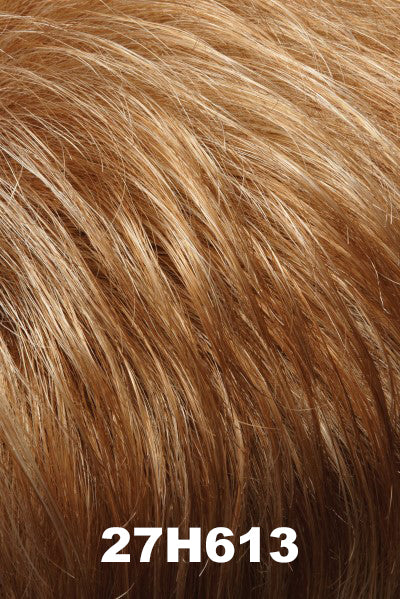 Color 27H613 (Almond Crunch) for Jon Renau top piece Addition Plus (#602). Strawberry blonde base with red blonde woven throughout and very subtle light golden blonde highlights.