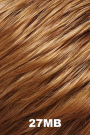 Color 27MB (Strawberry Shortcake) for Jon Renau wig Sandra (#5997). Medium copper red base with golden blonde highlights.