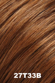 Color 27T33B (Cinnamon Toast) for Jon Renau wig Alia (#5134). Chestnut brown and medium brown blended with auburn highlights.