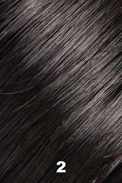 Color 2 (Chocolate Souffle) for Jon Renau wig Gwyneth Human Hair (#732). Blend of off black and the darkest brown.