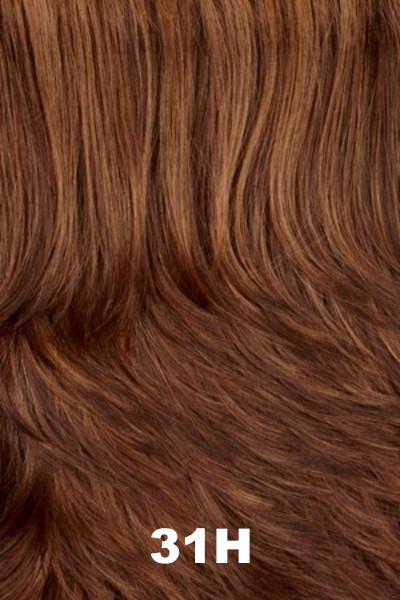 Color Swatch 31H for Henry Margu Wig Farrah (#4756). Dark reddish brown and medium brown blend with pale reddish blonde highlights.