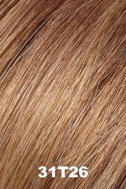 Color 31T26 (Maple Syrup) for Easihair EasiXtend Clip-in Extensions Elite 16 Set (#322). Medium natural red brown with medium red-gold blonde tips.