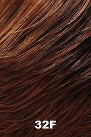 Color 32F (Cherry Creme) for Jon Renau wig Miranda Lite (#5856). Medium auburn base with strawberry blonde and copper highlights and a medium red nape.