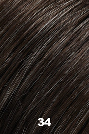 Color 34 (Nightfall) for Jon Renau wig Simplicity Mono (#5131). Darkest brown with a very subtle pure white woven throughout.