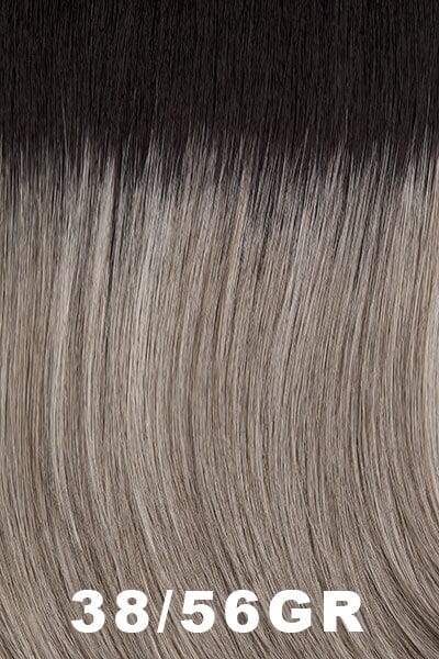 Color Swatch 38/56GR for Henry Margu Wig Katie (#2509). Lightest grey base with light gray, light brown highlights, and dark roots.