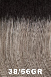 Color Swatch 38/56GR for Henry Margu Wig Bonnie (#2458). Lightest grey base with light gray, light brown highlights, and dark roots.