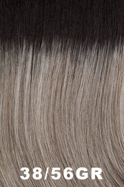 Color Swatch 38/56GR for Henry Margu Wig Brie (#4526). Lightest grey base with light gray, light brown highlights, and dark roots.