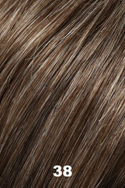 Color 38 (Milkshake) for Jon Renau wig Simplicity Mono (#5131). Medium brown base with a very subtle light grey woven throughout.