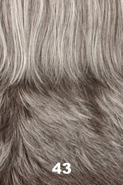Color Swatch 43 for Henry Margu Wig Gianna (#4766). Grey and dark brown mix gradually darkening to a deep medium brown and gray blend near the nape.