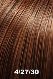 Color 4/27/30 (Brownie Blondies) for Jon Renau wig Rachel Lite (#5864). Blend of dark brown base, light strawberry blonde highlights, and warm auburn lowlights.