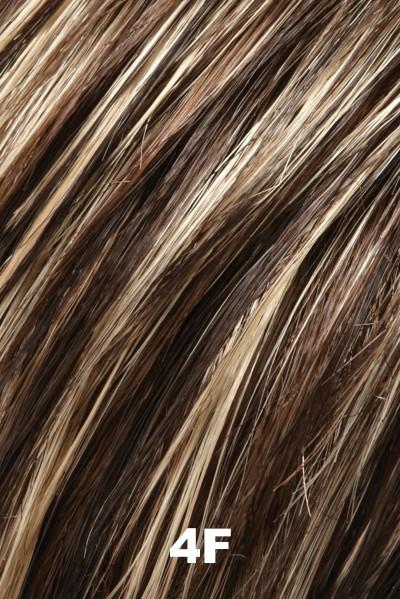 Color 4F (Rum Raisin) for Jon Renau wig Allure (#5350). Very dark brown and blonde highlights with a warm golden undertone.