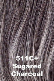 Color Sugared Charcoal (511C) for Gabor wig Commitment Large.  Dark charcoal grey with heavier light grey and silver highlights in the front and a darker nape.