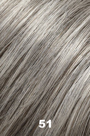 Color 51 (Licorice Twist) for Jon Renau wig Simplicity Mono (#5131). Light grey base with 30% dark brown highlights. 