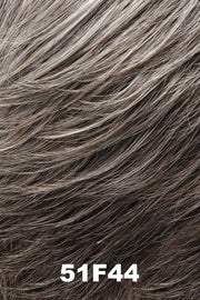 Color 51F44 (White Russian) for Jon Renau wig Simplicity Mono (#5131). Light grey base with 30% grey-brown front graduating to a dark grey-brown nape. 