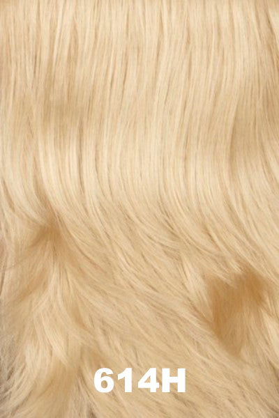 Color Swatch 614H for Henry Margu Hat with Wig Shorty Hair with Black Hat (#8225). Light beige blonde with light warm blonde highlights.