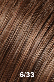 Color 6/33 (Raspberry Twist) for Jon Renau wig Madison (#5913). Blend of medium warm toned brown and subtle copper brown woven throughout.
