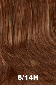 Color Swatch 8/14H for Henry Margu Wig Felicia (#2452). Blend of medium and dark brown with dark blonde and reddish brown highlights.