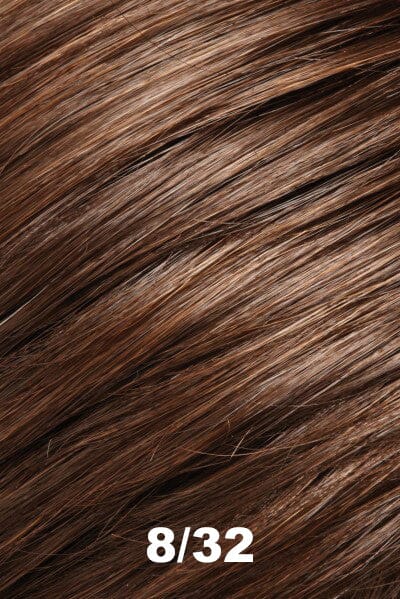 Color 8/32 (Cocoa Bean) for Jon Renau wig Julianne Lite Petite (#5863). Blend of medium warm brown and dark brown with a red undertone.