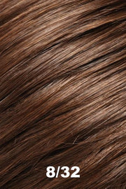 Color 8/32 (Cocoa Bean) for Jon Renau wig Maya (#5901). Blend of medium warm brown and dark brown with a red undertone.