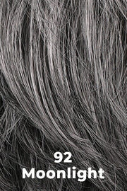 Color 92 (Moonlight) for Jon Renau wig Mariska (#5711). Dark grey base with a subtle brown blend, white highlights, and a grey nape. 